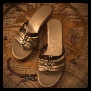 Italian Metallic Gold and Bronze Wedges